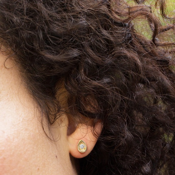 Crislu Teardrop Frame Stud Earrings in Platinum - Picture 2 of 2